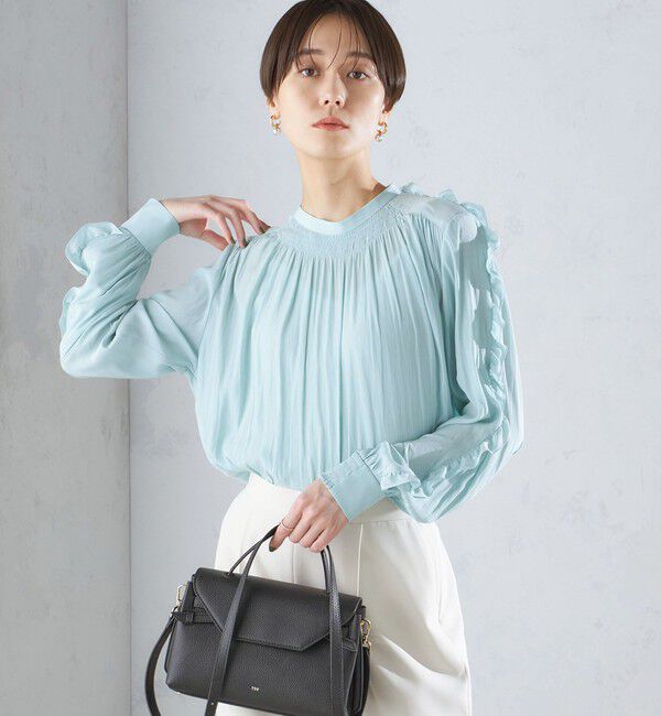 SHIPS for women「〈手洗い可能〉割繊 フリル デザイン ブラウス 24SS ◇」|シャツ・ブラウス|