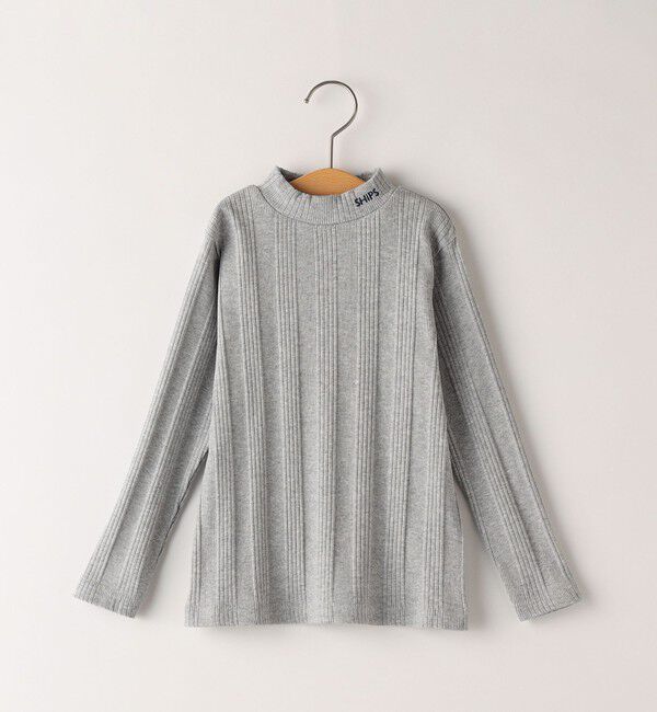SHIPS KIDS「SHIPS KIDS:100～130cm / ランダム リブ ハイネック カットソー」|Tシャツ・カットソー|グレー