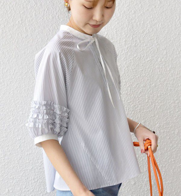 SHIPS for women「【WEB限定】〈手洗い可能〉袖 フリル デザイン ブラウス」|シャツ・ブラウス|
