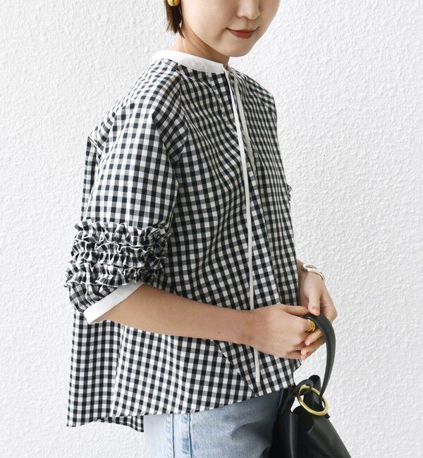 SHIPS for women「【WEB限定】〈手洗い可能〉袖 フリル デザイン ブラウス」|シャツ・ブラウス|ブラック