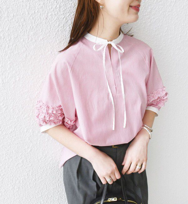 SHIPS for women「【WEB限定】〈手洗い可能〉袖 フリル デザイン ブラウス」|シャツ・ブラウス|レッド