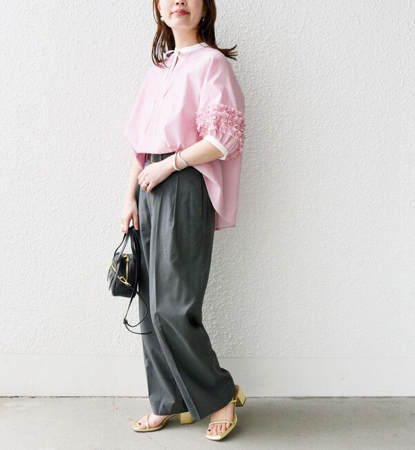 SHIPS for women「【WEB限定】〈手洗い可能〉袖 フリル デザイン ブラウス」|シャツ・ブラウス|