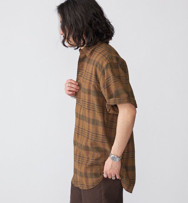 SHIPS「SHIPS: インド マドラスチェック レギュラーカラー ショートスリーブ シャツ」|シャツ・ブラウス|