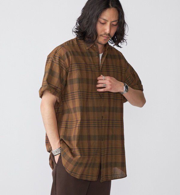 SHIPS「SHIPS: インド マドラスチェック レギュラーカラー ショートスリーブ シャツ」|シャツ・ブラウス|