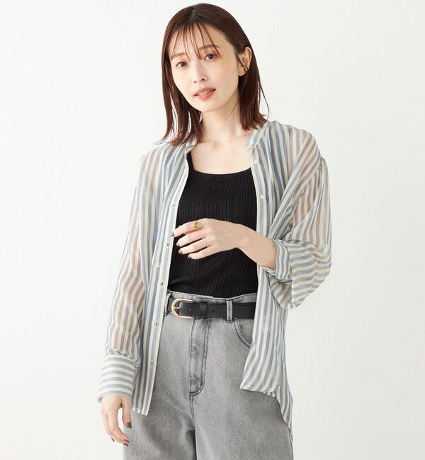 SHIPS Colors 「SHIPS Colors:〈手洗い可能〉シアー 楊柳 ストライプ シャツ◇」|シャツ・ブラウス|