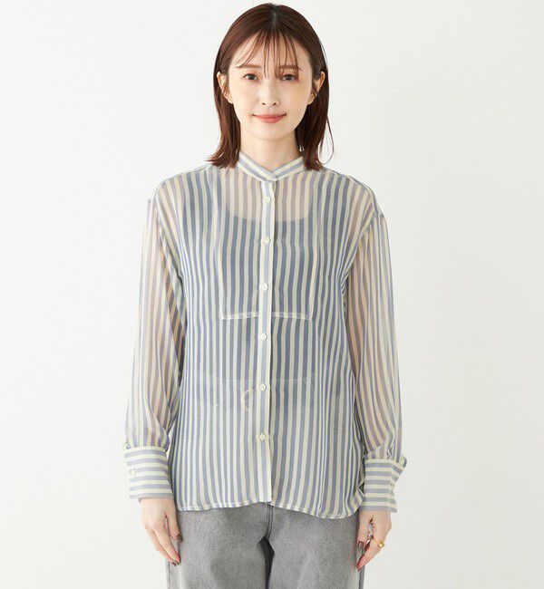 SHIPS Colors 「SHIPS Colors:〈手洗い可能〉シアー 楊柳 ストライプ シャツ◇」|シャツ・ブラウス|