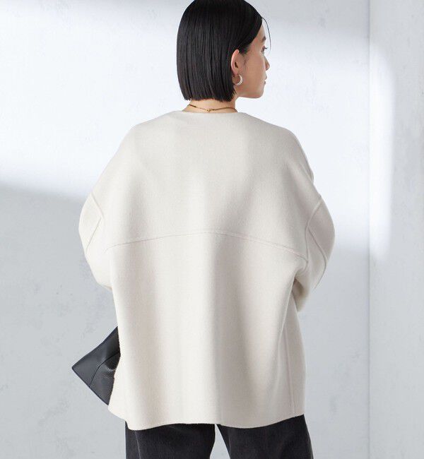 SHIPS for women「リバー ファー ポケット コート」|ノーカラーコート|