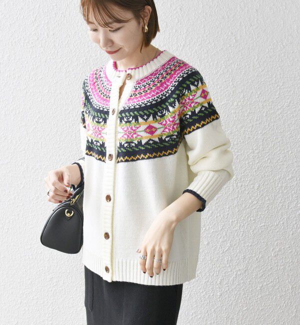 SHIPS any「SHIPS any:〈手洗い可能〉フェアアイル クルーネック ニット カーディガン」|カーディガン|