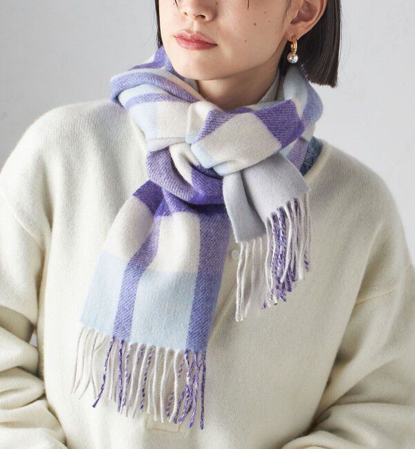 SHIPS for women「チェック カシミヤ リバーシブル マフラー」|マフラー|