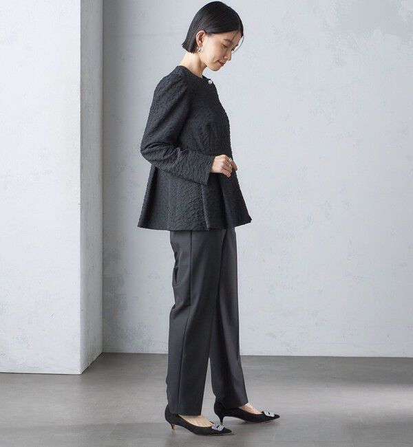 SHIPS for women「【SHIPS別注】〈セレモニー対応可〉troisiemeCHACO:フクレ ジャカード ジャケット」|ノーカラージャケット|