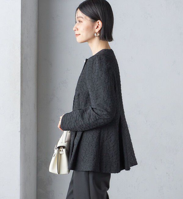 SHIPS for women「【SHIPS別注】〈セレモニー対応可〉troisiemeCHACO:フクレ ジャカード ジャケット」|ノーカラージャケット|