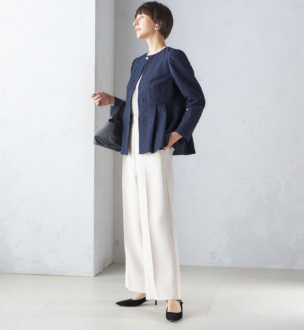 SHIPS for women「【SHIPS別注】〈セレモニー対応可〉troisiemeCHACO:フクレ ジャカード ジャケット」|ノーカラージャケット|