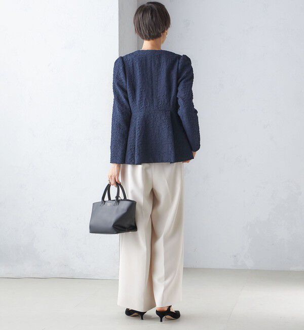 SHIPS for women「【SHIPS別注】〈セレモニー対応可〉troisiemeCHACO:フクレ ジャカード ジャケット」|ノーカラージャケット|