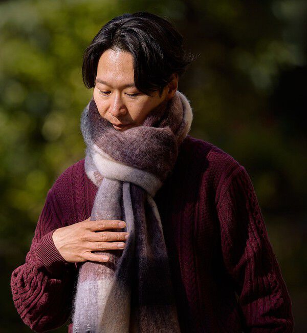 SHIPS「【WEB限定】SHIPS:〈洗濯機可能〉ボリューム マフラー (ブロックチェック)」|マフラー|