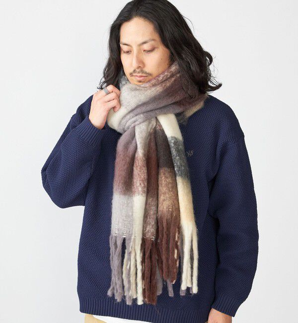 SHIPS「【WEB限定】SHIPS:〈洗濯機可能〉ボリューム マフラー (ブロックチェック)」|マフラー|