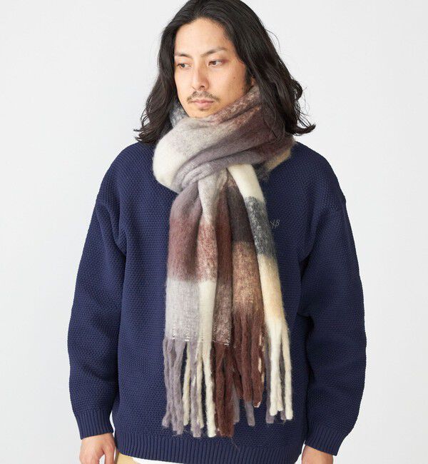 SHIPS「【WEB限定】SHIPS:〈洗濯機可能〉ボリューム マフラー (ブロックチェック)」|マフラー|