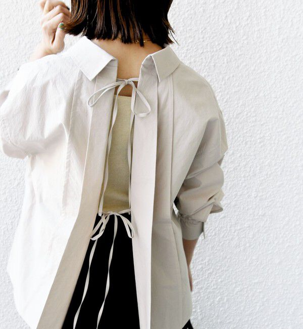 SHIPS for women「【WEB限定】〈洗濯機可能〉バックデザイン レギュラーカラー シャツ」|シャツ・ブラウス|ベージュ
