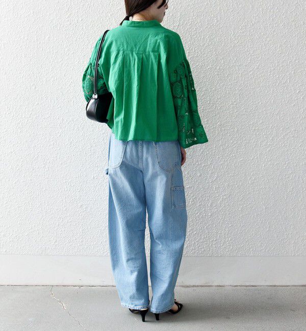 SHIPS any「SHIPS any:〈手洗い可能〉パッチワーク レース スリーブ バンドカラー シャツ」|シャツ・ブラウス|