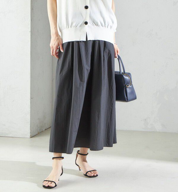 SHIPS for women「〈手洗い可能〉ライト タフタ タック フレア スカート」|スカート|ブラック