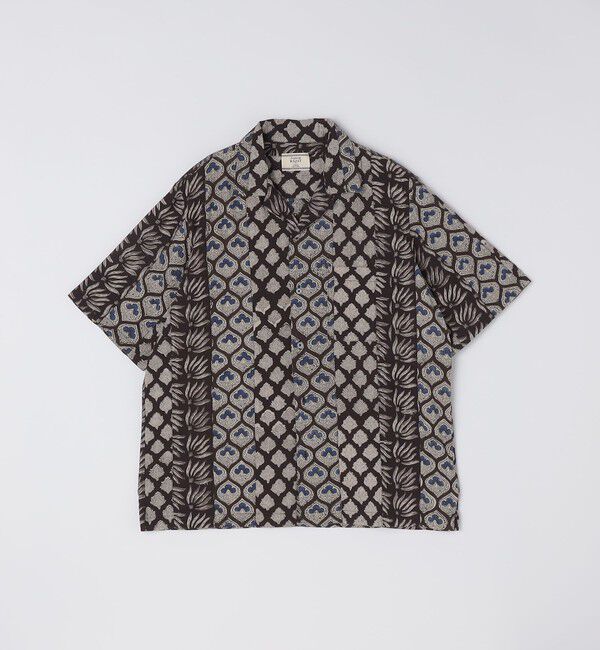 SHIPS「RAJAT: ブロック プリント パッチワーク ショートスリーブ シャツ」|シャツ・ブラウス|ブラック
