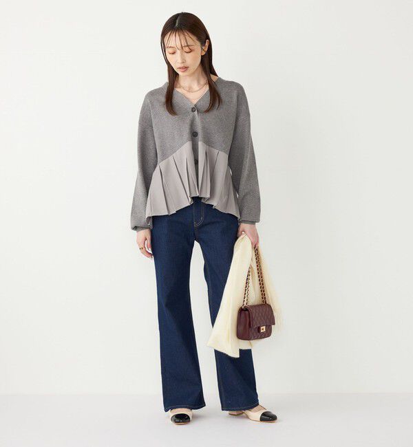 SHIPS Colors 「SHIPS Colors:〈手洗い可能〉ヘムプリーツ Vネック カーディガン」|カーディガン|