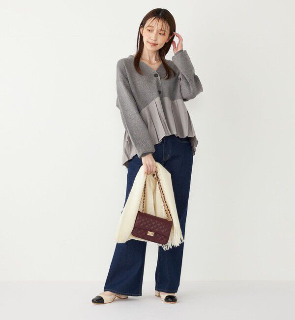 SHIPS Colors 「SHIPS Colors:〈手洗い可能〉ヘムプリーツ Vネック カーディガン」|カーディガン|