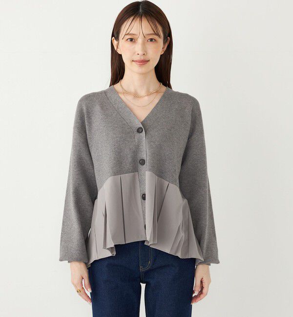 SHIPS Colors 「SHIPS Colors:〈手洗い可能〉ヘムプリーツ Vネック カーディガン」|カーディガン|