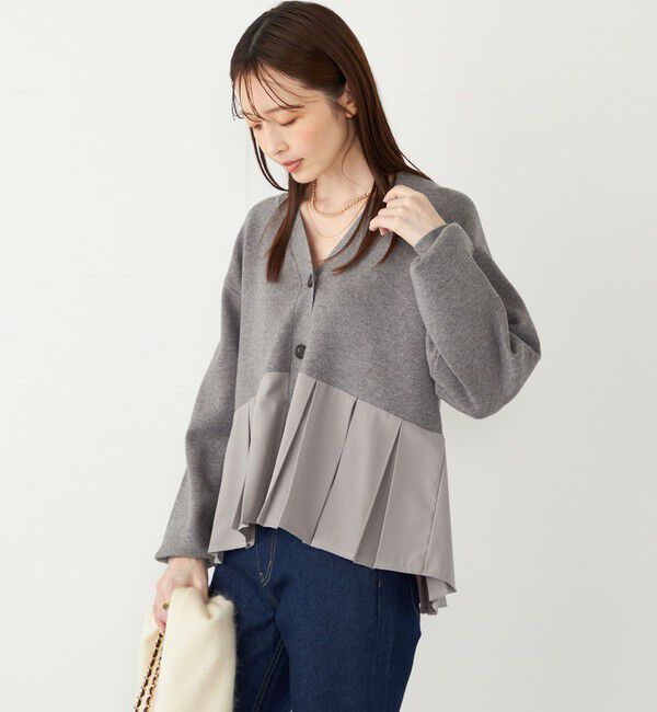 SHIPS Colors 「SHIPS Colors:〈手洗い可能〉ヘムプリーツ Vネック カーディガン」|カーディガン|