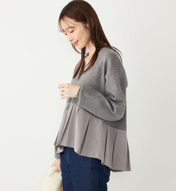 SHIPS Colors 「SHIPS Colors:〈手洗い可能〉ヘムプリーツ Vネック カーディガン」|カーディガン|