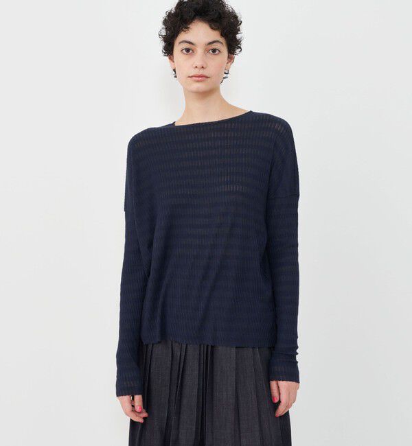GALERIE VIE「シアーボーダー ボートネックプルオーバー」|Tシャツ・カットソー|