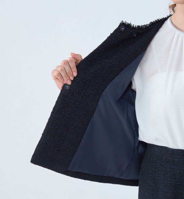 Ballsey「ラメミックスツイード セミダブルクルージャケット」|ノーカラージャケット|