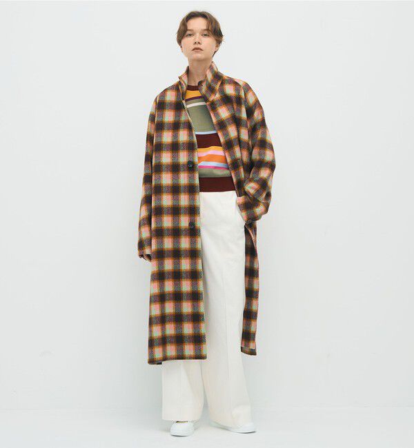 CABaN「CABaN モヘヤシャギーチェック スタンドカラーコート」|その他|
