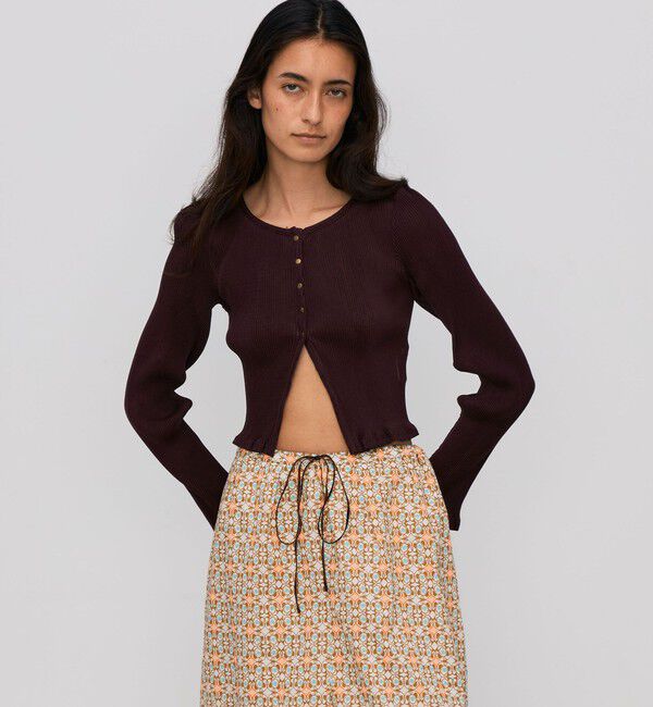 BACCA「プリーツコットン ショートカーディガン」|カーディガン|