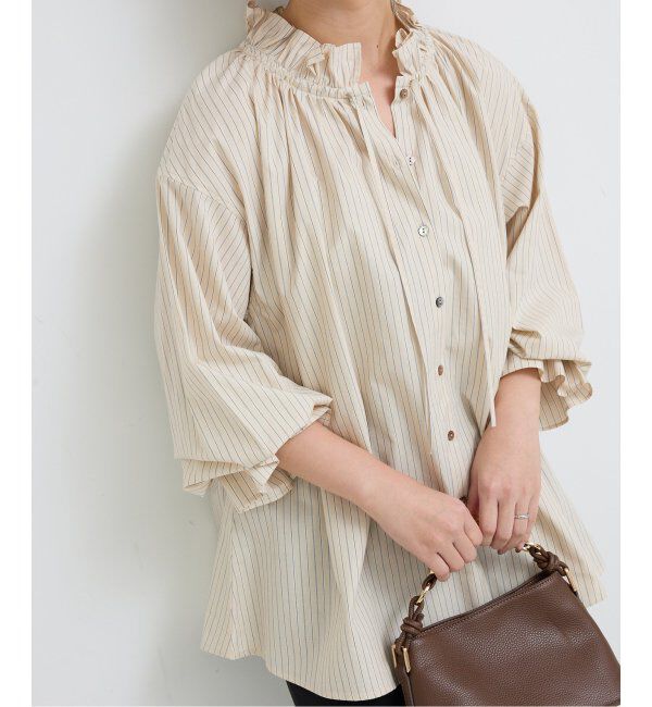 SLOBE IENA「《追加2》タイプライターフリルカラーブラウス」|シャツ・ブラウス|