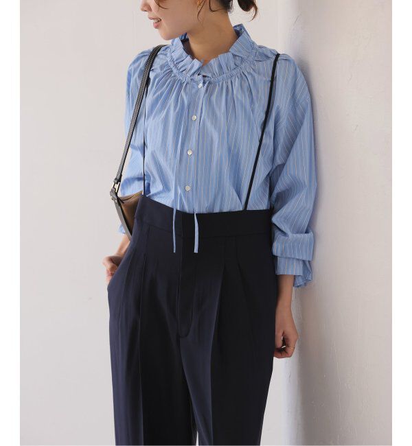 SLOBE IENA「《追加2》タイプライターフリルカラーブラウス」|シャツ・ブラウス|