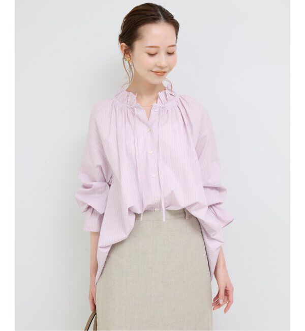 SLOBE IENA「《追加2》タイプライターフリルカラーブラウス」|シャツ・ブラウス|