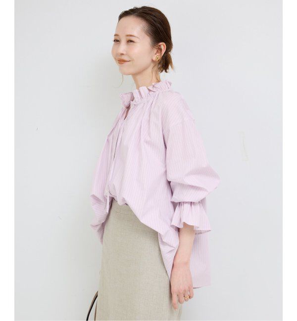 SLOBE IENA「《追加2》タイプライターフリルカラーブラウス」|シャツ・ブラウス|