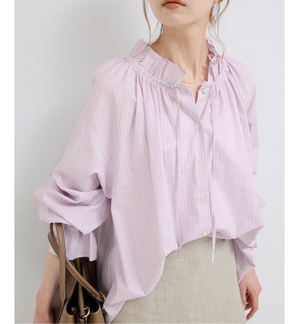 SLOBE IENA「《追加2》タイプライターフリルカラーブラウス」|シャツ・ブラウス|