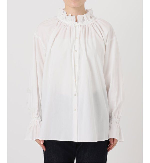 SLOBE IENA「《追加2》タイプライターフリルカラーブラウス」|シャツ・ブラウス|