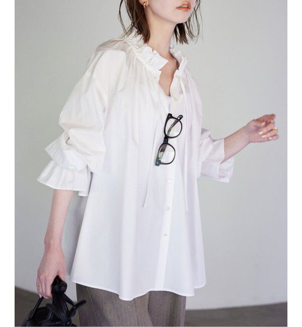 SLOBE IENA「《追加2》タイプライターフリルカラーブラウス」|シャツ・ブラウス|