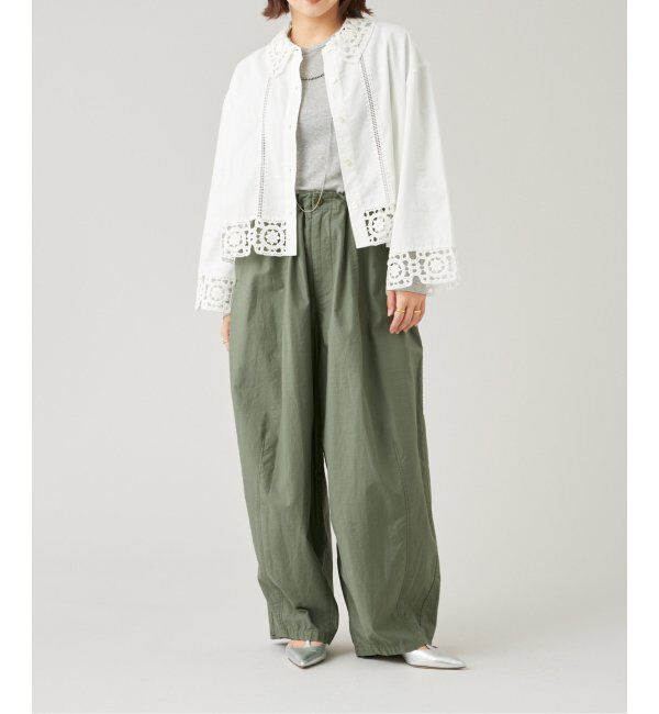 IENA LA BOUCLE「IENA LA BOUCLE エンブロイダリーレースコンビシャツ」|シャツ・ブラウス|