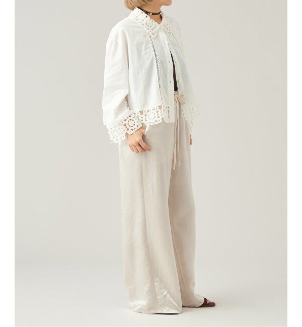 IENA LA BOUCLE「IENA LA BOUCLE エンブロイダリーレースコンビシャツ」|シャツ・ブラウス|