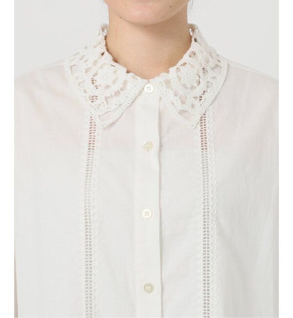 IENA LA BOUCLE「IENA LA BOUCLE エンブロイダリーレースコンビシャツ」|シャツ・ブラウス|