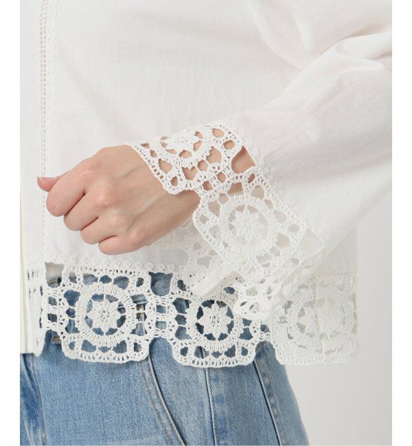 IENA LA BOUCLE「IENA LA BOUCLE エンブロイダリーレースコンビシャツ」|シャツ・ブラウス|