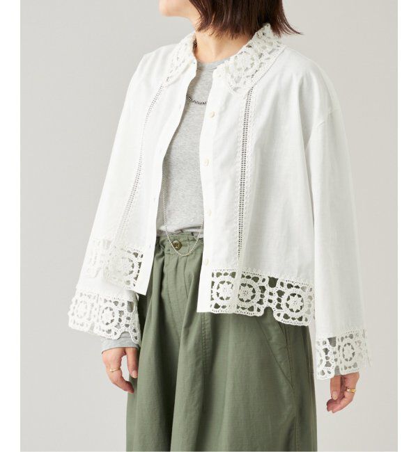 IENA LA BOUCLE「IENA LA BOUCLE エンブロイダリーレースコンビシャツ」|シャツ・ブラウス|
