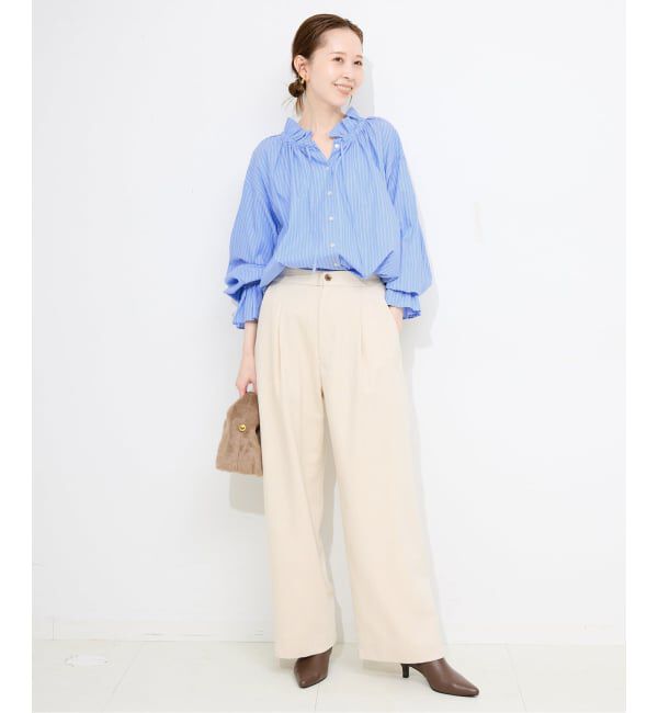 SLOBE IENA「《一部WEB・店舗限定カラーあり》タイプライターフリルカラーブラウス」|シャツ・ブラウス|