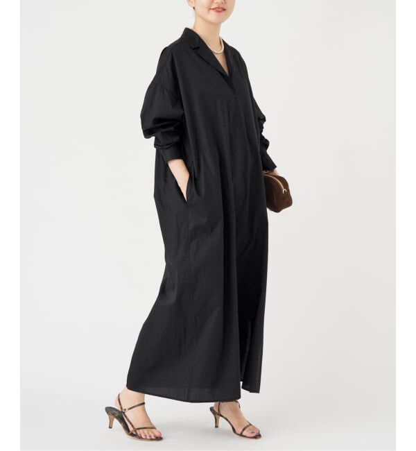 IENA「《WEB限定/追加》ハイカウントツイルシャツワンピース」|ワンピース|ブラック