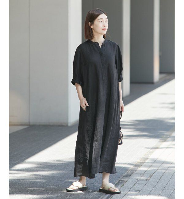 journal standard L'essage「リネンタックスリーブワンピース」|ワンピース|ブラック