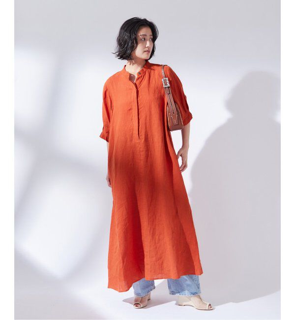 journal standard L'essage「リネンタックスリーブワンピース」|ワンピース|オレンジ