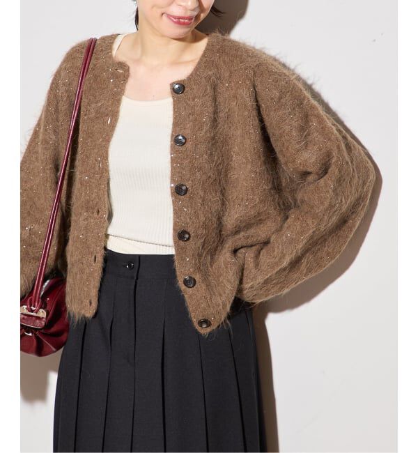 journal standard L'essage「アルパカMIXスパンコールカーディガン」|カーディガン|ブラウン
